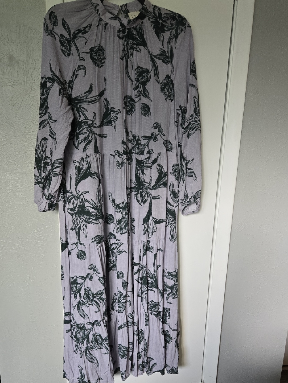 Floral Print Lavender Long Sleeve Maxi Dress